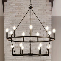 Urban Ambiance - Chandelier - UHP4590 Modern Farmhouse Indoor Chandelier, 38 - 3/8''H x 35 - 1/2"W x 35 - 1/2''D, Matte Black Finish, Siegen Collection - 