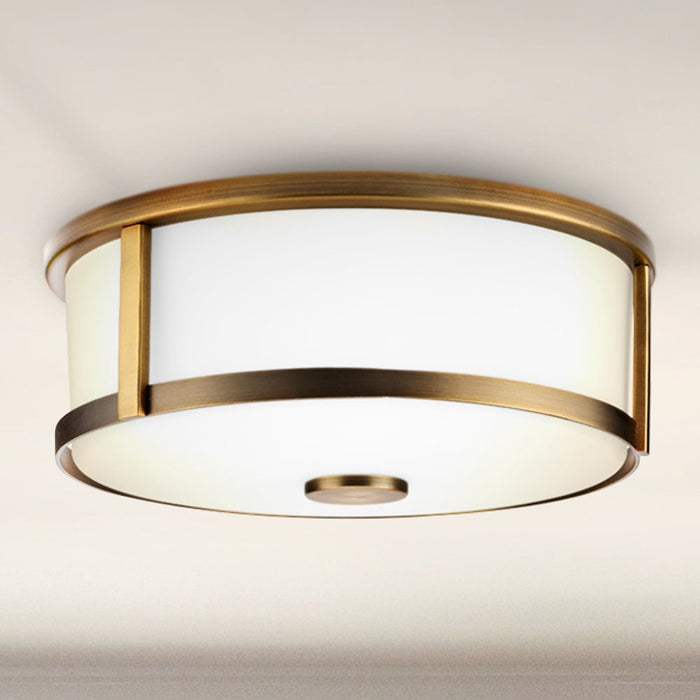 UHP4598 Modern Farmhouse Indoor Ceiling Light, 4-5/8''H x 12-5/8"W x 12-5/8''D, Vintage Brass Finish, Siegen Collection