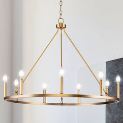 Urban Ambiance - Chandelier - UHP4604 Modern Farmhouse Indoor Chandelier, 26 - 1/2''H x 35 - 1/2"W x 35 - 1/2''D, Vintage Brass Finish, Siegen Collection - 