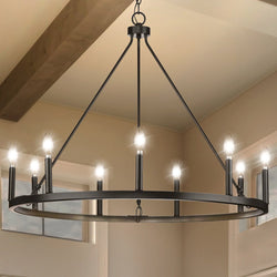 Urban Ambiance - Chandelier - UHP4605 Modern Farmhouse Indoor Chandelier, 26 - 1/2''H x 35 - 1/2"W x 35 - 1/2''D, Matte Black Finish, Siegen Collection - 