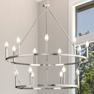 Urban Ambiance - Chandelier - UHP4606 Modern Farmhouse Indoor Chandelier, 38 - 3/8''H x 35 - 1/2"W x 35 - 1/2''D, Brushed Nickel Finish, Siegen Collection - 