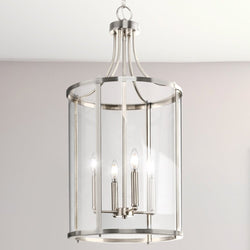 Urban Ambiance - Chandelier - UHP4611 Modern Farmhouse Indoor Chandelier, 30 - 5/8''H x 15"W x 15''D, Brushed Nickel Finish, Siegen Collection - 