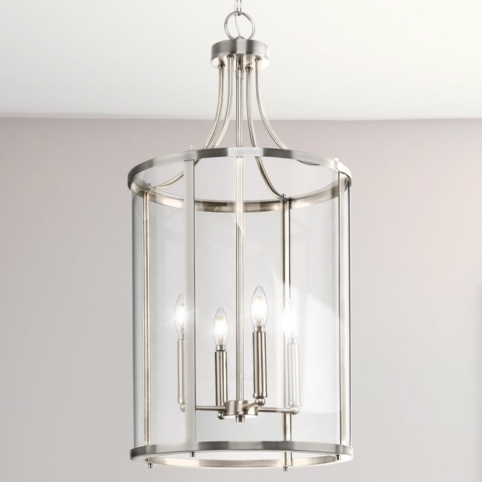 UHP4611 Modern Farmhouse Indoor Chandelier, 30-5/8''H x 15"W x 15''D, Brushed Nickel Finish, Siegen Collection