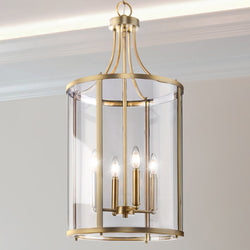 Urban Ambiance - Chandelier - UHP4612 Modern Farmhouse Indoor Chandelier, 30 - 5/8''H x 15"W x 15''D, Vintage Brass Finish, Siegen Collection - 