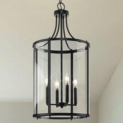 Urban Ambiance - Chandelier - UHP4613 Modern Farmhouse Indoor Chandelier, 30 - 5/8''H x 15"W x 15''D, Matte Black Finish, Siegen Collection - 