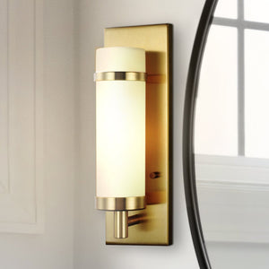 Urban Ambiance - Wall Sconce - UHP4631 Mid Century Modern Indoor Wall Sconce, 13 - 1/2''H x 4"W x 4 - 1/2''D, Satin Brass Finish, Busselton Collection - 