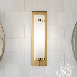 Urban Ambiance - Wall Sconce - UHP4634 Mid Century Modern Indoor Wall Sconce, 18''H x 4"W x 5''D, Satin Brass Finish, Busselton Collection - 