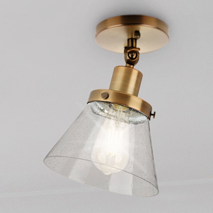 UHP4663 Modern Farmhouse Indoor Ceiling Light, 10''H x 8"W x 8''D, Vintage Brass Finish, Pawtucket Collection