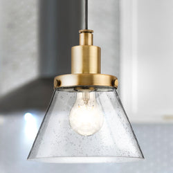 Urban Ambiance - Pendant - UHP4669 Modern Farmhouse Indoor Pendant, 8 - 5/8''H x 8"W x 8''D, Vintage Brass Finish, Pawtucket Collection - 