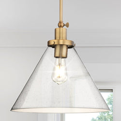 Urban Ambiance - Pendant - UHP4675 Modern Farmhouse Indoor Pendant, 14''H x 16"W x 16''D, Vintage Brass Finish, Pawtucket Collection - 