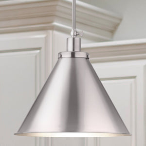 Urban Ambiance - Pendant - UHP4677 Modern Farmhouse Indoor Pendant, 14''H x 16"W x 16''D, Brushed Nickel Finish, Pawtucket Collection - 