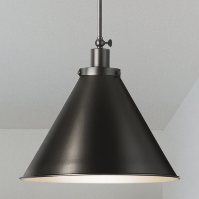 UHP4679 Modern Farmhouse Indoor Pendant, 14''H x 16"W x 16''D, Matte Black Finish, Pawtucket Collection