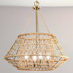 Urban Ambiance - Chandelier - UHP4683 Bohemian Indoor Chandelier, 23 - 5/8''H x 22 - 3/8"W x 22 - 3/8''D, Vintage Brass Finish, Tirana Collection - 