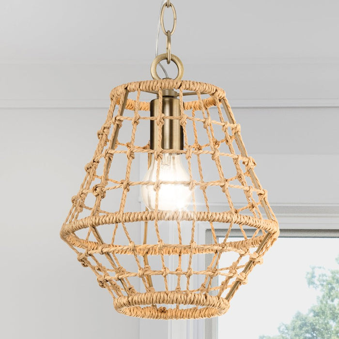 UHP4684 Bohemian Indoor Pendant, 11-7/8''H x 10"W x 10''D, Vintage Brass Finish, Tirana Collection