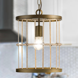 Urban Ambiance - Pendant - UHP4692 Transitional Indoor Pendant, 14''H x 10"W x 10''D, Aged Brass Finish, Prague Collection - 