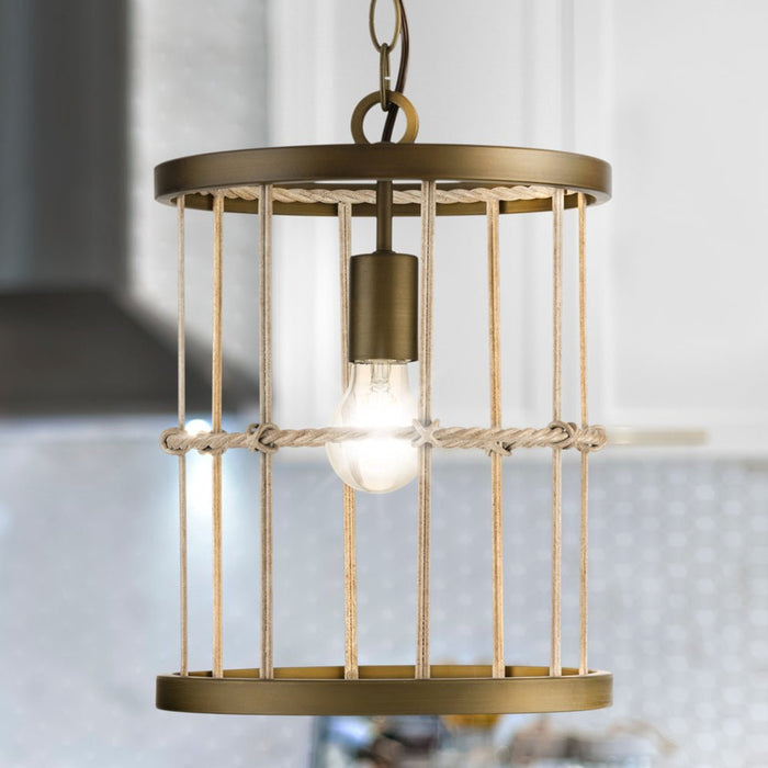 UHP4692 Transitional Indoor Pendant, 14''H x 10"W x 10''D, Aged Brass Finish, Prague Collection