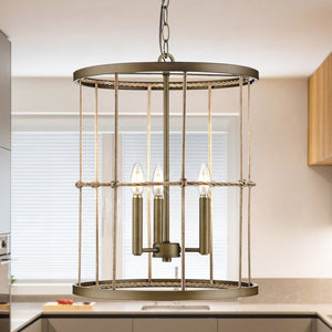 Urban Ambiance - Chandelier - UHP4693 Transitional Indoor Chandelier, 20 - 1/2''H x 16"W x 16''D, Aged Brass Finish, Prague Collection - 