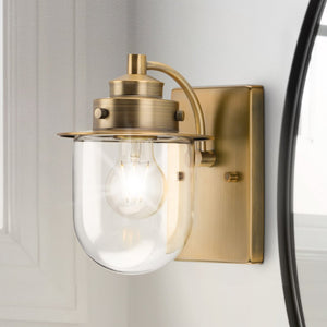 Urban Ambiance - Bath Light - UHP4741 Nautical Indoor Bath Light, 8''H x 7 - 1/2"W x 5 - 7/8''D, Vintage Brass Finish, Napoleon Collection - 