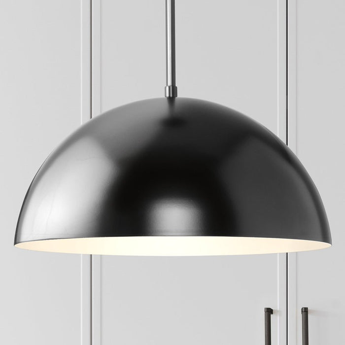 UHP4793 Mid-Century Modern Indoor Pendant, 8-5/8''H x 15-3/4"W x 15-3/4''D, Matte Black Finish, Singleton Collection