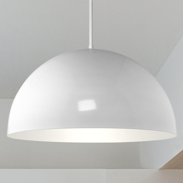 UHP4795 Mid-Century Modern Indoor Pendant, 12-1/2''H x 23-5/8"W x 23-5/8''D, White Finish, Singleton Collection