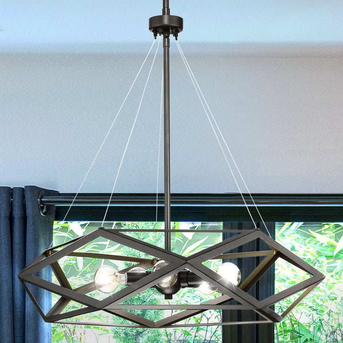 UHP4835 Modern Indoor Pendant, 22''H x 24-1/2"W x 24-1/2''D, Matte Black Finish, Mohall Collection