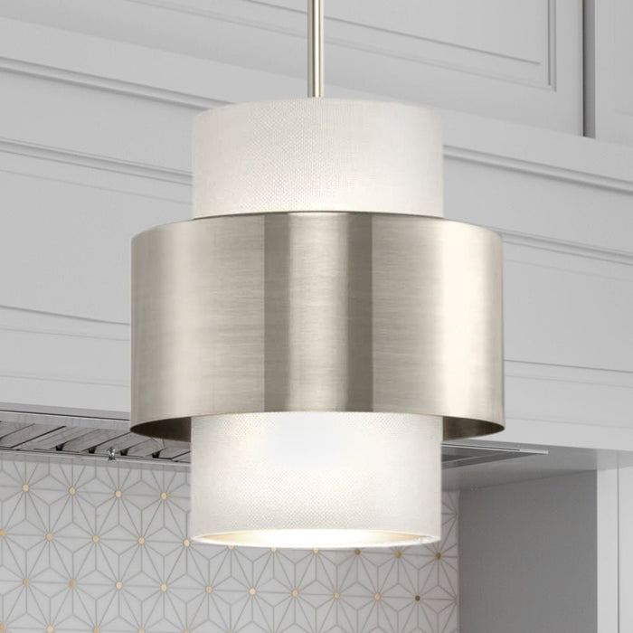 UHP4853 Modern Indoor Pendant, 11-1/4''H x 9-1/2"W x 9-1/2''D, Brushed Nickel Finish, Rochester Collection