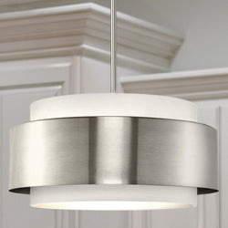 Urban Ambiance - Pendant - UHP4856 Modern Indoor Pendant, 9''H x 16"W x 16''D, Brushed Nickel Finish, Rochester Collection - 