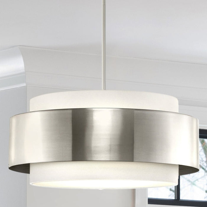 UHP4859 Modern Indoor Pendant, 9-5/8''H x 22"W x 22''D, Brushed Nickel Finish, Rochester Collection