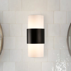 Urban Ambiance - Wall Sconce - UHP4864 Minimalist Indoor Wall Sconce, 17''H x 4 - 7/8"W x 7 - 7/8''D, Matte Black Finish, Rochester Collection - 