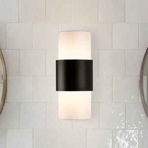 Urban Ambiance - Wall Sconce - UHP4864 Minimalist Indoor Wall Sconce, 17''H x 4 - 7/8"W x 7 - 7/8''D, Matte Black Finish, Rochester Collection - 