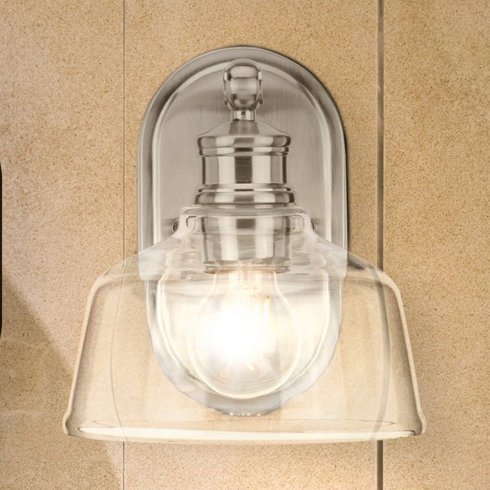 UHP4870 Vintage Indoor Bath Light, 8''H x 9"W x 7-5/8''D, Brushed Nickel Finish, Lubbock Collection