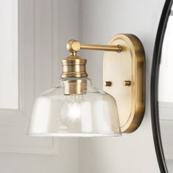 Urban Ambiance - Bath Light - UHP4871 Vintage Indoor Bath Light, 8''H x 9"W x 7 - 5/8''D, Vintage Brass Finish, Lubbock Collection - 