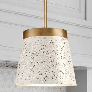 Urban Ambiance - Pendant - UHP4901 Natural Indoor Pendant, 9 - 3/8''H x 10"W x 10''D, Distressed Brass Finish, Barton Collection - 