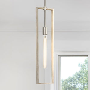 Urban Ambiance - Pendant - UHP4912 Minimalist Indoor Pendant, 24 - 3/8''H x 6"W x 6''D, Brushed Nickel Finish, Roswell Collection - 