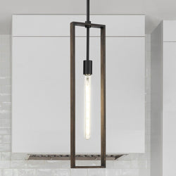 Urban Ambiance - Pendant - UHP4913 Minimalist Indoor Pendant, 24 - 3/8''H x 6"W x 6''D, Matte Black Finish, Roswell Collection - 