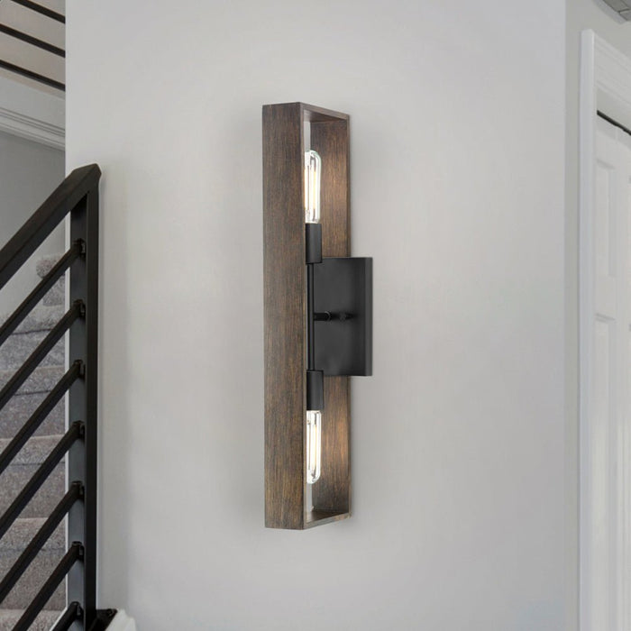 UHP4915 Modern Indoor Wall Sconce, 5-1/2''H x 5-1/4"W x 24''D, Matte Black Finish, Roswell Collection