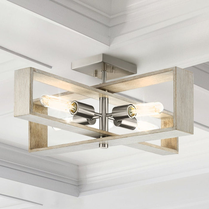 UHP4916 Minimalist Indoor Ceiling Light, 9-1/4''H x 24"W x 24''D, Brushed Nickel Finish, Roswell Collection