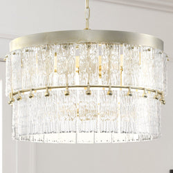 Urban Ambiance - Chandelier - UHP4950 Glam Indoor Chandelier, 16 - 3/8''H x 24 - 7/8"W x 24 - 7/8''D, Gilded Silver Finish, Kenton Collection - 