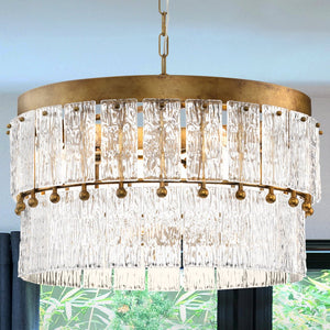 Urban Ambiance - Chandelier - UHP4951 Glam Indoor Chandelier, 16 - 3/8''H x 24 - 7/8"W x 24 - 7/8''D, Gold Ombre Finish, Kenton Collection - 