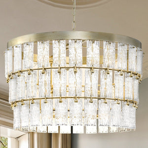 Urban Ambiance - Chandelier - UHP4952 Glam Indoor Chandelier, 23 - 1/2''H x 32"W x 32''D, Gilded Silver Finish, Kenton Collection - 