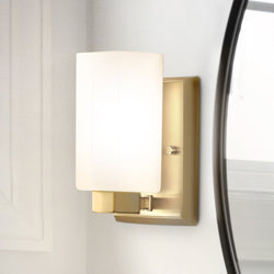 Urban Ambiance - Bath Light - UHP4961 Classic Indoor Bath Light, 7 - 3/4''H x 5 - 3/8"W x 4 - 1/2''D, Brushed Gold Finish, Minden Collection - 