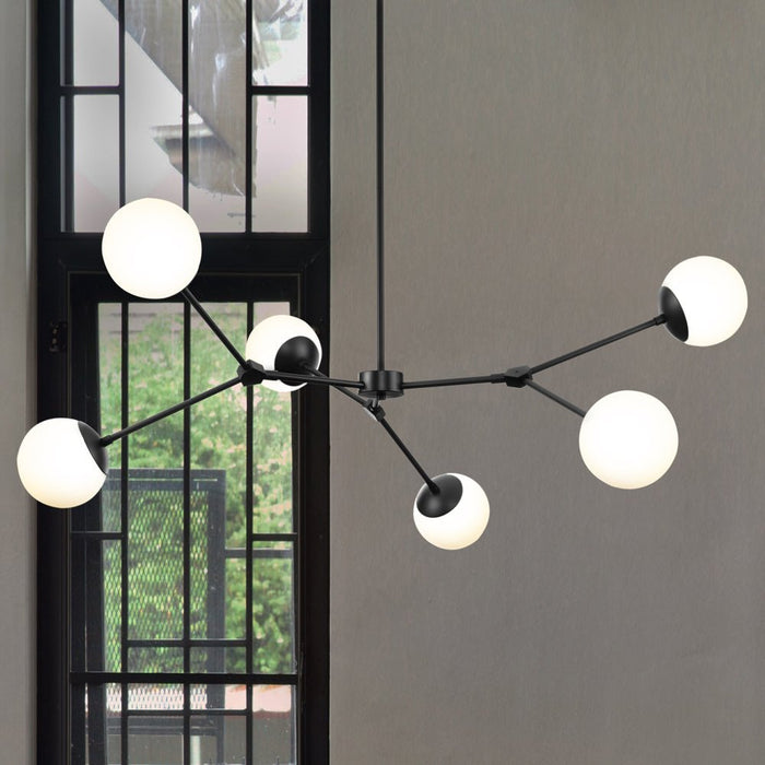 UHP4982 Minimalist Indoor Chandelier, 5-7/8''H x 50"W x 50''D, Matte Black Finish, Cologne Collection