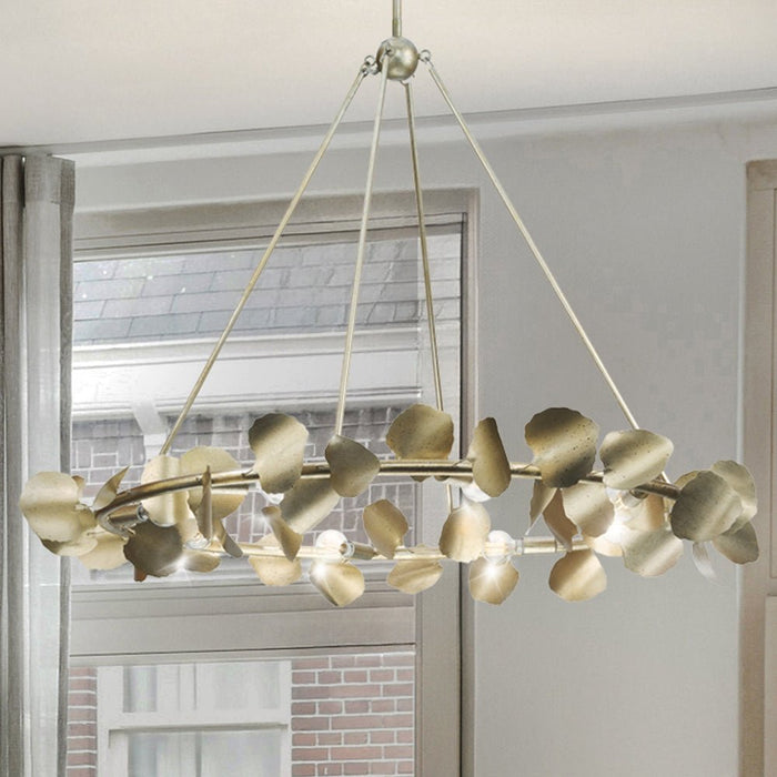 UHP4992 Eclectic Indoor Chandelier, 30''H x 38"W x 38''D, Gilded Silver Finish, Hervey Collection