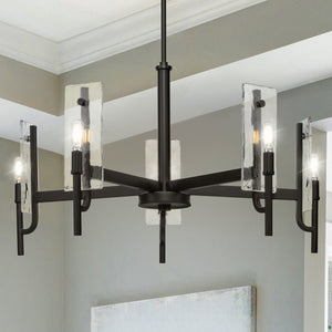 Urban Ambiance - Chandelier - UHP5073 Mediterranean Indoor Chandelier, 16 - 3/4''H x 30"W x 30''D, Matte Black Finish, Shreveport Collection - 