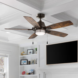 Urban Ambiance - Ceiling Fan - UHP9421 Transitional Indoor Ceiling Fan, 15''H x 52"W x 52''D, Antique Bronze Finish, Luxembourg Collection - 