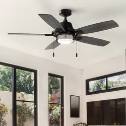 Urban Ambiance - Ceiling Fan - UHP9422 Transitional Indoor Ceiling Fan, 15''H x 52"W x 52''D, Matte Black Finish, Luxembourg Collection - 