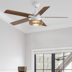 Urban Ambiance - Ceiling Fan - UHP9440 Coastal Indoor Ceiling Fan, 16''H x 52"W x 52''D, Satin White Finish, Hagen Collection - 