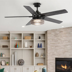 Urban Ambiance - Ceiling Fan - UHP9441 Coastal Indoor Ceiling Fan, 16''H x 52"W x 52''D, Matte Black Finish, Hagen Collection - 