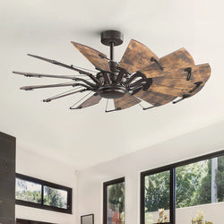 Urban Ambiance - Ceiling Fan - UHP9471 Tuscan Indoor Ceiling Fan, 17 - 3/8''H x 52"W x 52''D, Architectural Bronze Finish, Saybrook Collection - 