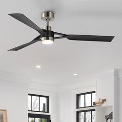 Urban Ambiance - Ceiling Fan - UHP9490 Industrial Indoor Ceiling Fan, 13 - 9/16''H x 60"W x 60''D, Brushed Nickel Finish, Perth Collection - 